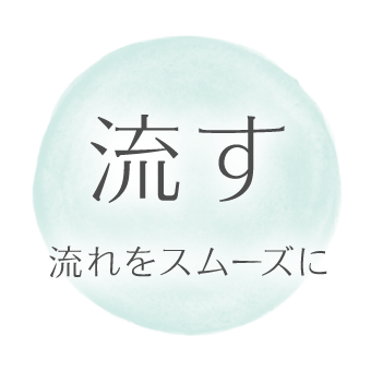 流す 流れをスムーズに